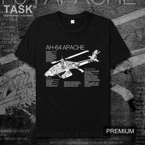 USA AH64 Apache gunship weapon fan cotton short sleeve t-shirt mens casual sports Half-sleeve tees Hipster streetwear summer 01