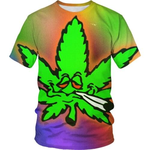 Plant Maple Leaf 3D Printing Fashion Casual Summer Mens and Womens Hip Hop T-shirt Oversized T-shirt Mens Clothing for men