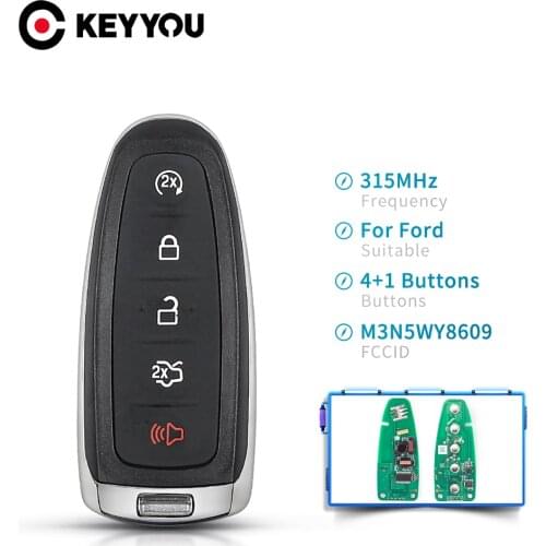KEYYOU 5X Smart Remote Key Fob M3N5WY8609 315Mhz For Ford Edge Escape Explore Expedition Flex Focus Taurus Car Hu101 Blade