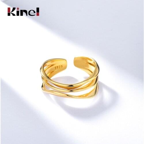 Kinel Minimalist Silver 925 Jewelry Adjustable Ring Trendy Vintage Multilayer Handmade Party Classic Anillos Birthday Gifts