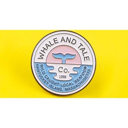Whale And Tale Round Cute Badges Metal Brooches Clothes Icon Accessories Metal Pins For Clothes Icons Brooches Pin Badges Gift