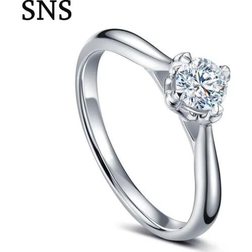 Diamonds Ring Solid 14K White Gold Fine Jewelry Womens Prong Set 0.30ct Natural Diamonds Engagement Wedding Ring for Women