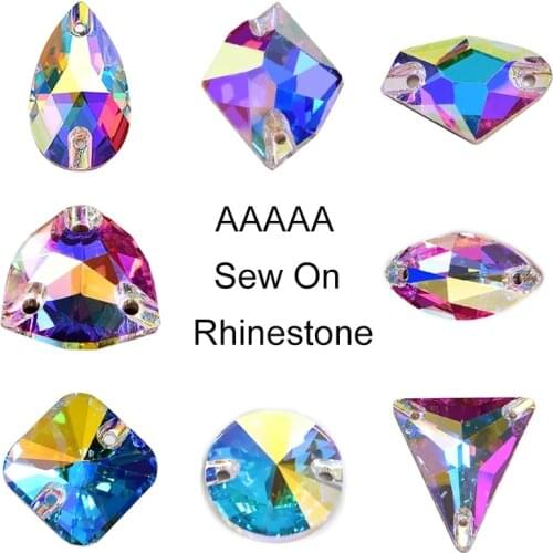 Crystal AB Multi-size 8 Shapes AAAAA Quality Crystal Sew On Rhinestones стразы Sewing For Dress Making Jewelry Decoration B3933