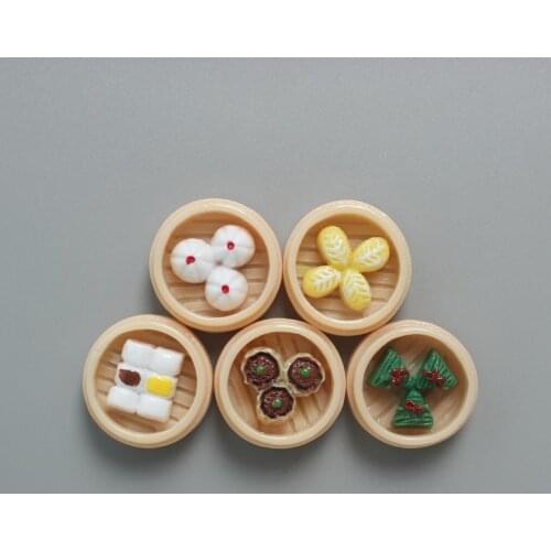 24mm round mini chinese food fridge magnet kitchen decoration magnetic sticker creative paste small steamed bun bamboo steamer
