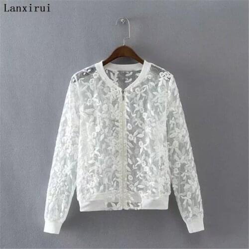 Lace Biker Jacket Autumn New Brand High Quality Full Lace Outwear Leisure Casual Short Jacket Metal Zipper Jacket Fast Ship
