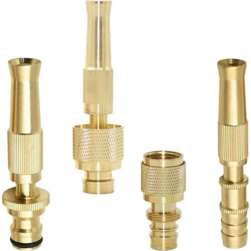 Brass Garden Irrigation Car Wash Water Gun Nozzle With Lock Nut 1/2 Thread Adjustable Copper Sprinkler Nozzle Watering 1pcs
