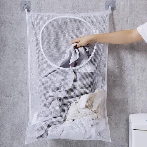 Reusable Hanging Clothes Storage Mesh Bag Pouch Shower Pocket Bathroom Supplies Durable Storage Organizer For Clothes Wash
