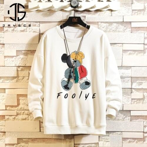 JAYSCE Mens Crewneck Sweatshirt Autumn INS Simple Style Top Oversized Sweatshirts Japanese Streetwear Hip Hop Hoodie