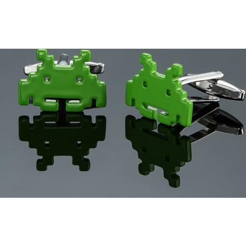 DY New high quality brass material green robot Cufflinks Mens French shirt Cufflinks free shipping
