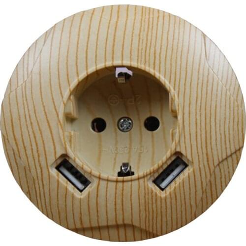 USB Wall Socket charger Free shipping Double USB Port 5V 2A Usb wood tree color prise high quality white color LLCW-03