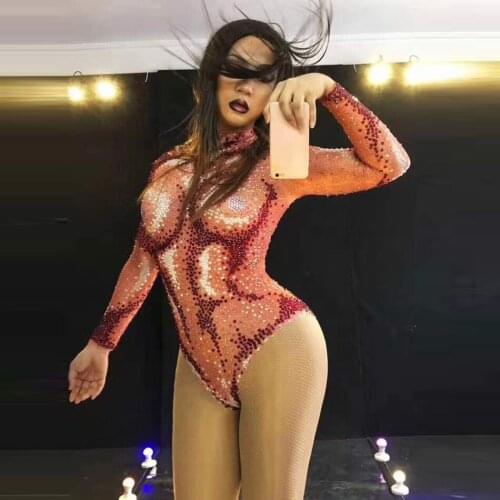 2019 New Sexy Womens Body con Hot Night Club Halloween Party Evening Bodysuit Costumes Show Dance Playsuit Romper