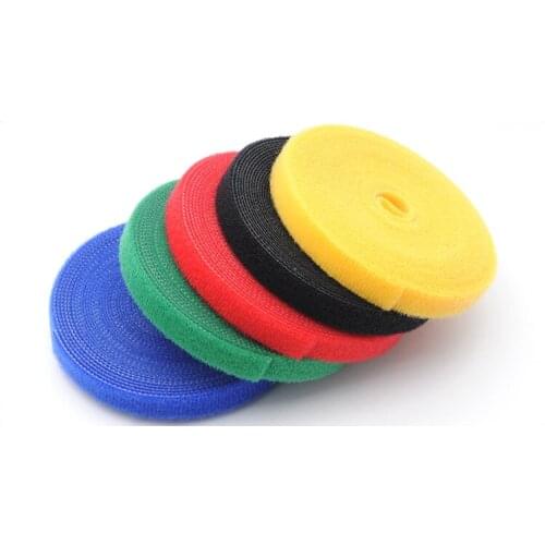 1cm 2cm width back to back Self-Adhesive Fastener Tape for wire tied line beam tied 10meters/lot yellow green blue red black
