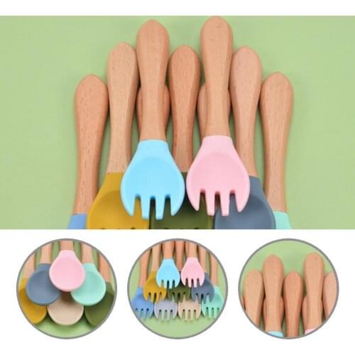 Mini 2Pcs/Set Excellent Eat Solid Food Silicone Spoon Sturdy Children Tableware Wear-resistant for Home