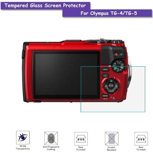 9H Tempered Self-adhesive Glass LCD Screen Protector Shield Film for Olympus TG-5/TG-4 Camera Accessories