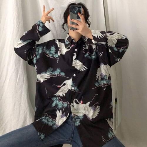 Korean ulzzang Womens Clothing Blouses Harajuku bf style women tops oversize shirts spring autumn blusas mujer de moda new
