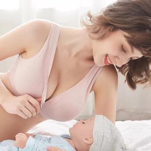 Womens Summer Sexy Pregnant Woman Care Vest Bra Fashion Pure Cotton Gathered To Prevent Sagging Womens Breathable Underwear