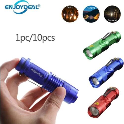 1PC/10PC Portable LED Flashlight Q5 2000 Lumen Penlight Lamp Zoomable Waterproof torch lanterna AA/14500 Battery Outdoor Camping