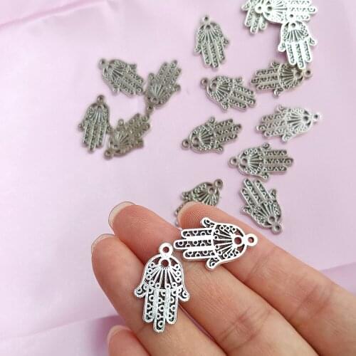 10PCS Charms Hamsa Palm 20x15mm Vintage Pendant DIY Making For Handmade Necklace Bracelet Jewelry Accessories
