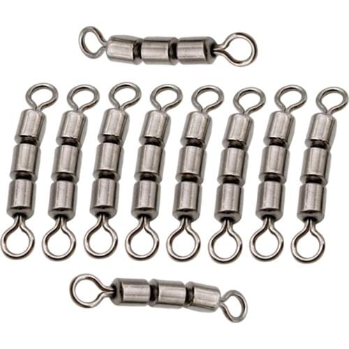 10pcs Fishing Treble Rolling Swivel Connector With Ball Bearing Solid Rings Fishing Tools