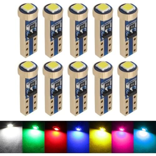 10pcs T5 W3W 3030 1 SMD LED Canbus Light 37 73 74 Wedge Instrument Panel Dashboard Gauge Lamp Dash LED Bulbs Blue Red Pink