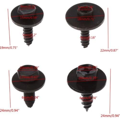 10PCS Universal Hex Screws Self Tapping Tapper Screw for Various Car Vehicle Kit U90C