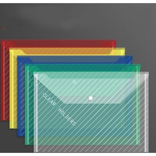 10 thickened transparent PP waterproof document envelopes with snap-on document pockets