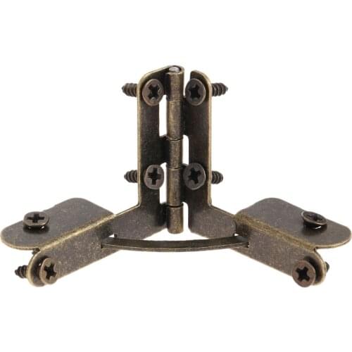 12Pcs Antique Furniture Door Hinges Jewelry Gift Wine Case Box Wood Lid L 90 Degree Support Spring Hinge