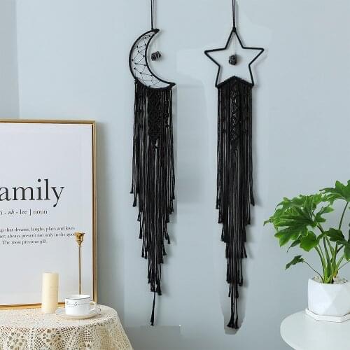 2pcs Black Moon Star Macrame Dream catcher Nordic Home Decoration Accessories Boho Wall Decor Kids Baby Room Party