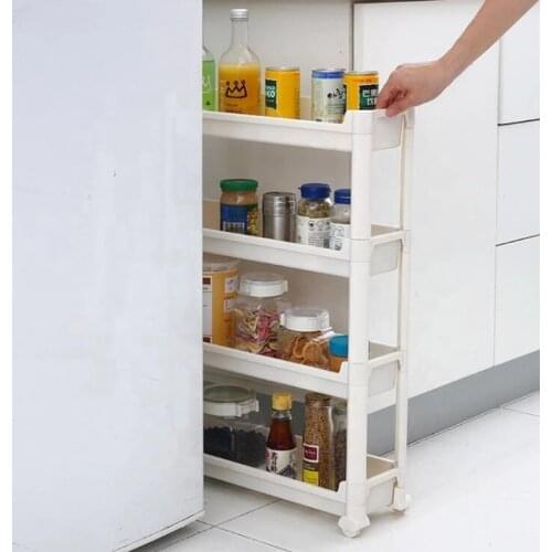 4 tiers Slim Slide Out Storage Tower Rack Mesh Rolling Organization Serving Cart Shelf for Narrow Spaces gap storage rack