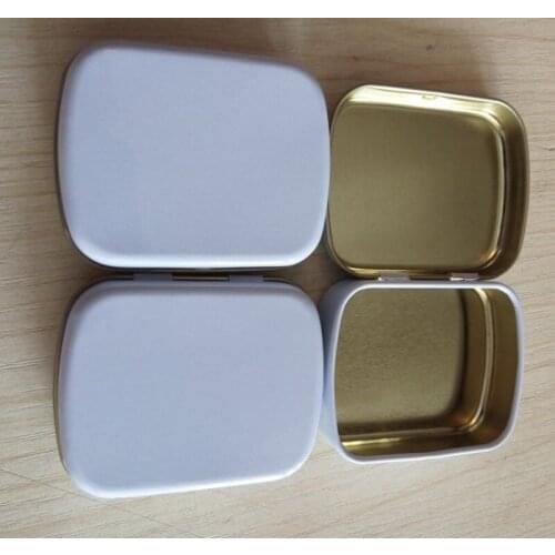 400pcs Wholesale Small Size Hinge Tin Box Square Tin Silver Gift Box Sealing Plain Tin Wedding Candy Boxes 58x45x15mm wa3471