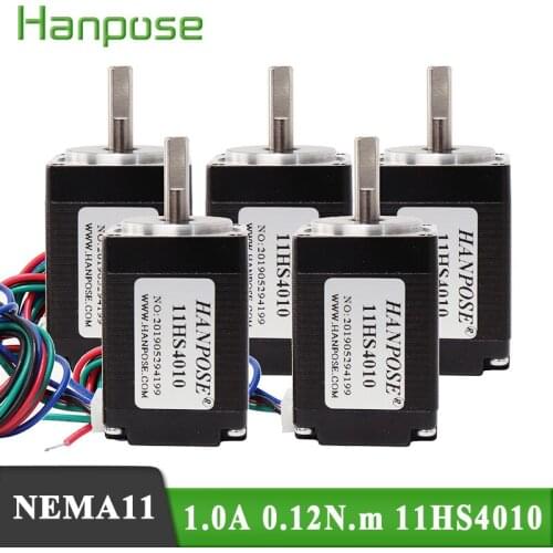 5pcs/lot NEMA11 stepper Motor 11HS4010 1.0A 4-cable 40mm 0.12N.m Stepper Motor for mini cnc 3D printer