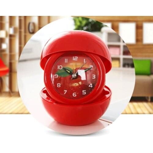 50PCS Creative Personality Household Cartoon Portable Folding Small Alarm Clock Bedside Clock Football Basketball Apple Shape
