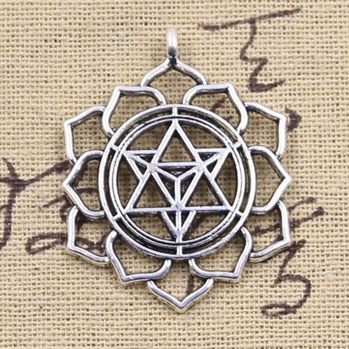 6pcs Charms Yoga Flower Of Life Datura Stramonium 39x31mm Antique Silver Color Pendants DIY Making Handmade Tibetan Jewelry