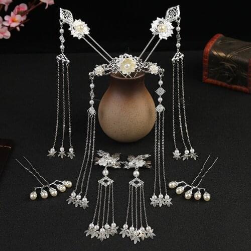 Chinese clothing accessories hairpin flow Sufa Guan full set of antiquity girls step shake hairpin hair accessories for costume