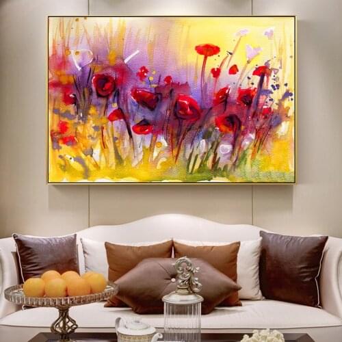 Watercolor Poppy Flower Wall Art Canvas Paintings Abstract Flowers Canvas Prints Wall Posters And Prints Pictures Cuadros Decor
