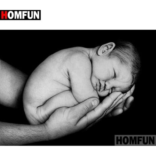 HOMFUN 5D DIY Diamond Painting "Baby hand character" Full Drill Resin Diamond Embroidery Cross Stitch Home Decor A25927