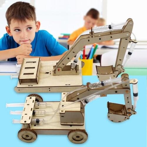 Kids Educational Science Experiment Technology Toy Set DIY Hydraulic Excavator Model Puzzle Painted Kids Toys STEM Toys