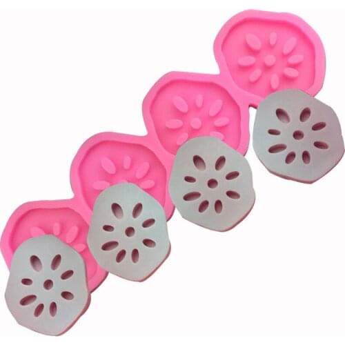 Lotus root piece molding silica gel mold chocolate turn sugar baking cake diy mold plaster drop decoration