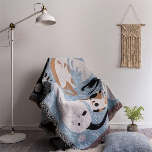 GY4110 Gyrohome Geometric Cats Blanket Sofa Decorative Slipcover Stitching Rug Tapestry Carpet Home&Living