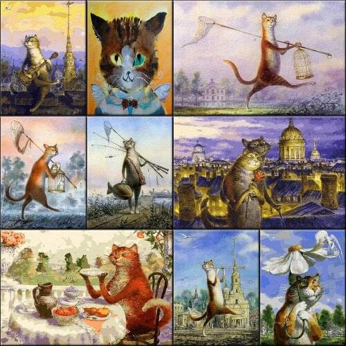 Painting By Numbers Cat Animals Pictures Oil Painting By Numbers For Children On Canvas Room Decor Hand Painted Child Cute Gift