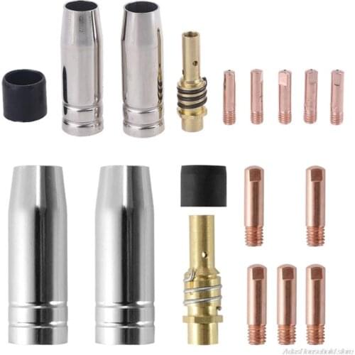 9Pcs/Set 15Ak Mig/Mag Welding Nozzle Contact Tips 0.8X25Mm M6 Gas Connector Holder Set Replacement AD068 Set au27 Dropshipping