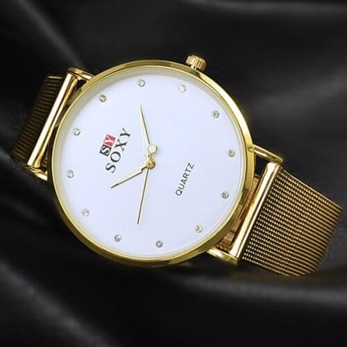 Brief Gold Watch Women Mens SOXY Fashion Stianless Steel Watches Feminino Relogio Hombre Quartz Wristwatch Clock Reloj kol saati