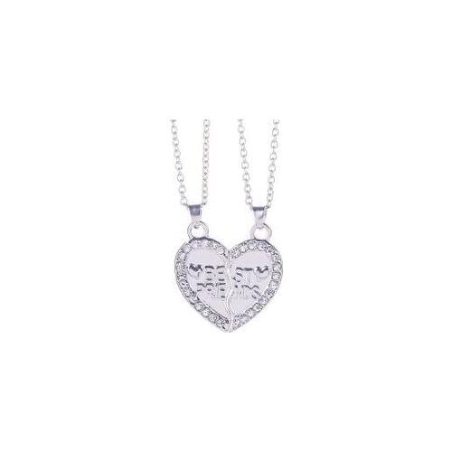 Hot 2pcs/ Set diamante heart friendship bff necklace best friends forever together Jewelry For Women and Men