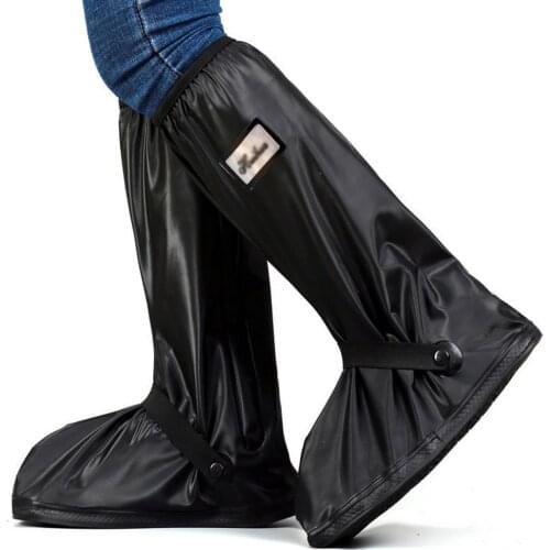 Reusable Rainproof Shoe Cover PVC Outdoor Portable Non-Slip High Tube Boot Cover Black Thick Bottom Cycling Rain Boots Cover