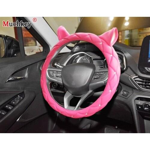 MUCHKEY Brand For Chevrolet Silverado 2020 Car Steering Wheel Cover New Diamond Leather Anti-Slip Auto Accessories Interior
