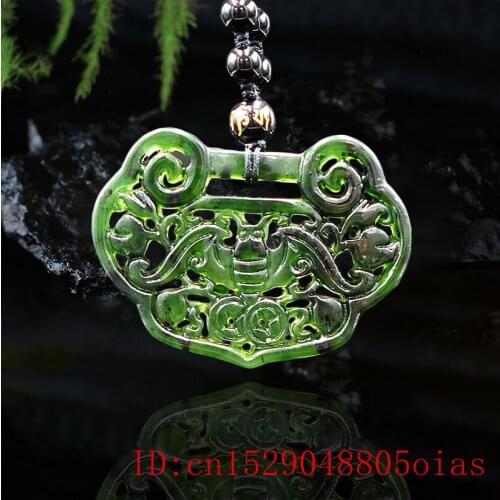 Jade Bat Pendant Necklace Fashion Chinese Natural Gifts Amulet Jewellery Black Green Carved Charm