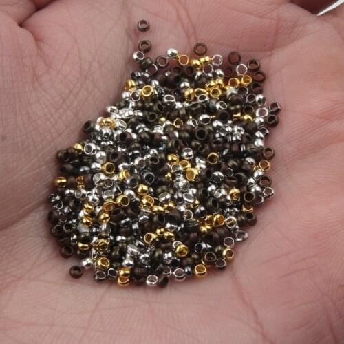 500pcs/lot Gold Rhodium Ball Crimp End Beads Dia 2 2.5 3 mm Stopper Spacer Beads For Diy Jewelry Making Findings Accessories