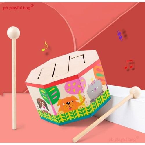 PB Playful bag New early education wooden octagonal music hand drum percussion instrument Childrens educational toys UG07