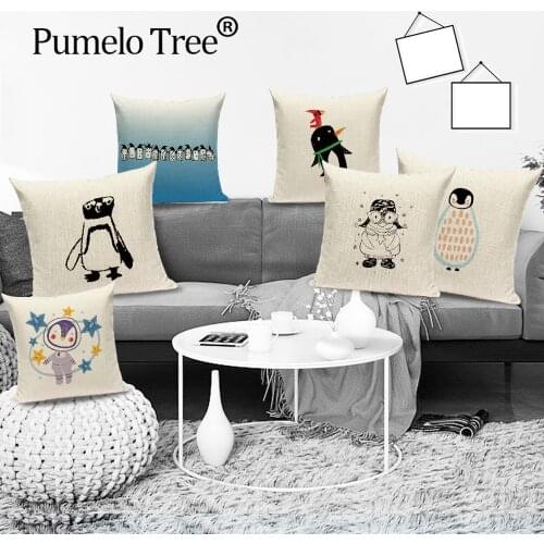 Snowflakes Penguin Cushion Cover 45*45cm Snowman Sweetheart Decorative Sofa Pillows Case Christmas Home Decor Bed Pillow Cases