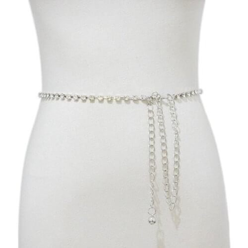 Luxury Desinger 2020 New Ladies Rhinestone Inlaid Thin Belt Bride Wedding Dress Fashion Body Pants Chain Female Belt Bg-1476